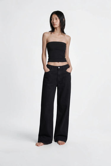 BASIC LOW RISE WIDE LEG JEAN black