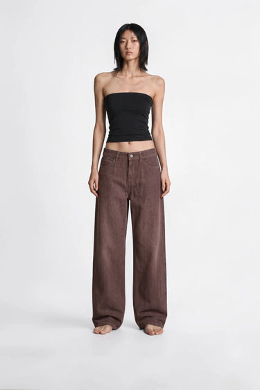 BASIC LOW RISE WIDE LEG JEAN brown