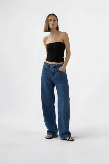 BASIC LOW RISE WIDE LEG JEAN indigo
