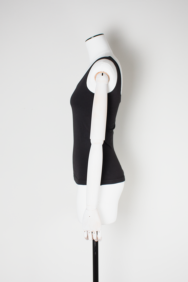 COTTON SCOOP NECL DOUBLE LAYER TANK TOP black