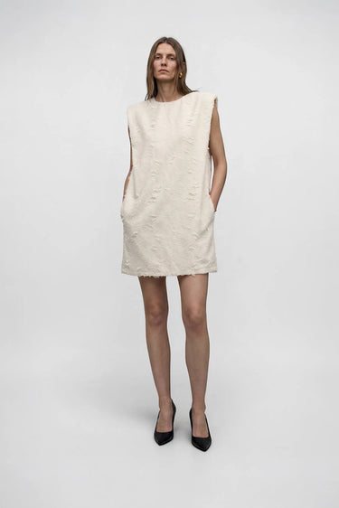 livree fringe texture shoulder padded one piece