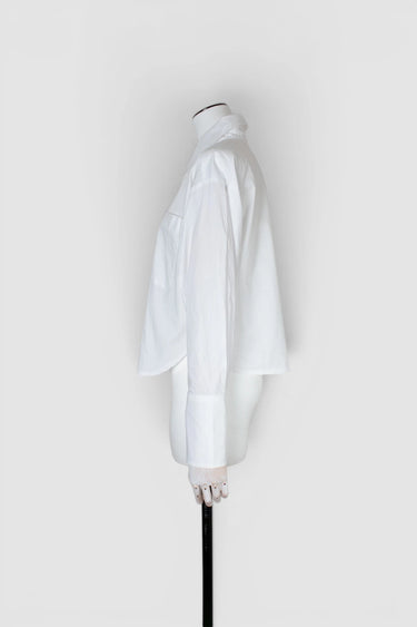 COTTON POPLIN CROPPED SHIRT white
