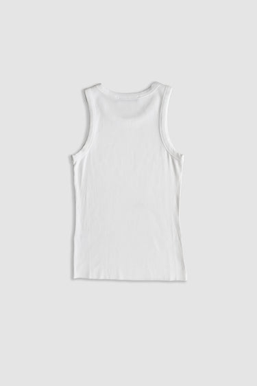 RIBBED RAW HEM TANK TOP white