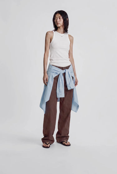 RIBBED RAW HEM TANK TOP white