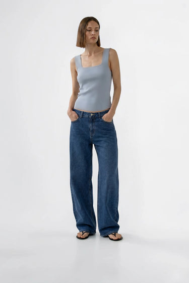 SQUARE NECK KNIT TANK TOP grey